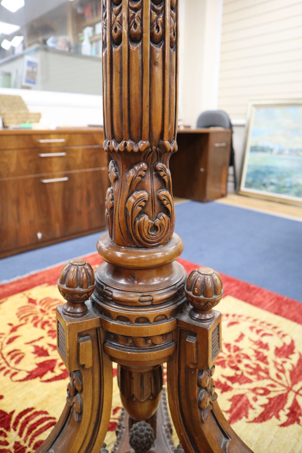 A Georgian style mahogany torchere, height 148cm